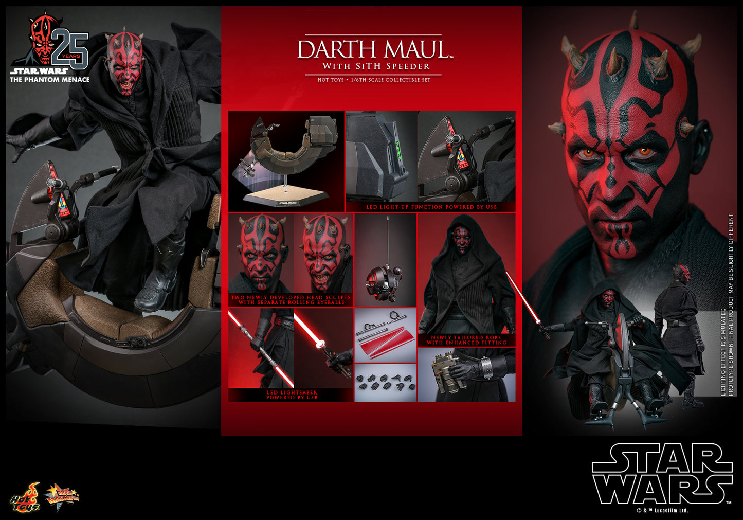 Hot Toys MMS749 Star Wars Episode I: The Phantom Menace - 1/6 scale Darth Maul with Sith Speeder Collectible Set
