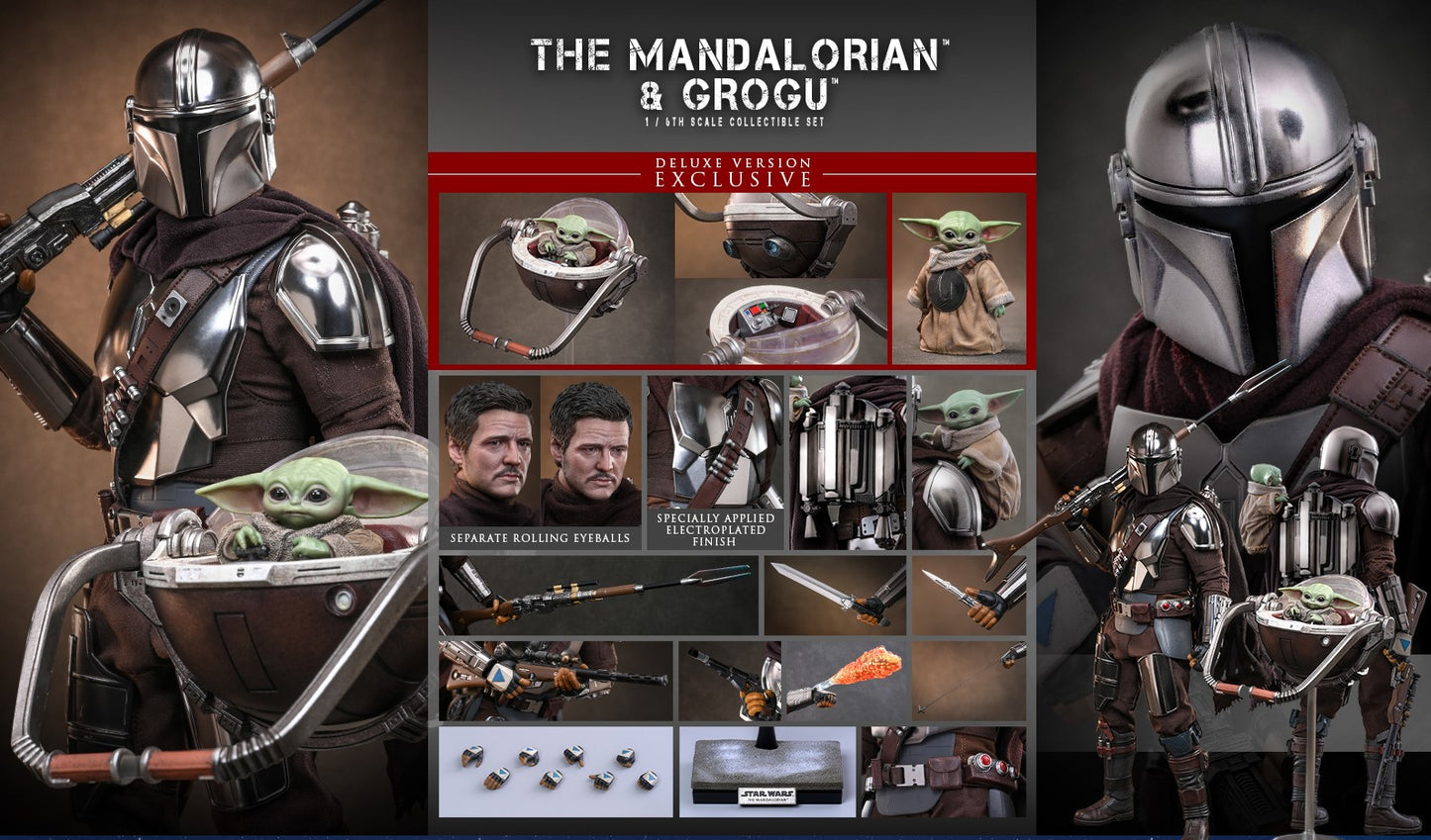 Pre-Order Hot Toys MMS872 Star Wars: The Mandalorian & Grogu - The Mandalorian & Grogu Collectible Set (Deluxe Version)