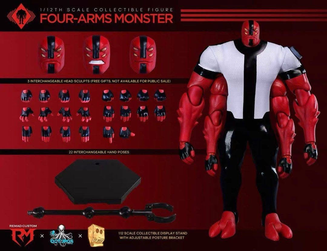 Pre-Order RemadCustom X Octopus Toy X Toy Mask RM031/OC01 - 1/12 Dial Hero Four-Arms Monster 6-inch Super Articulated Fabric Costume Figure