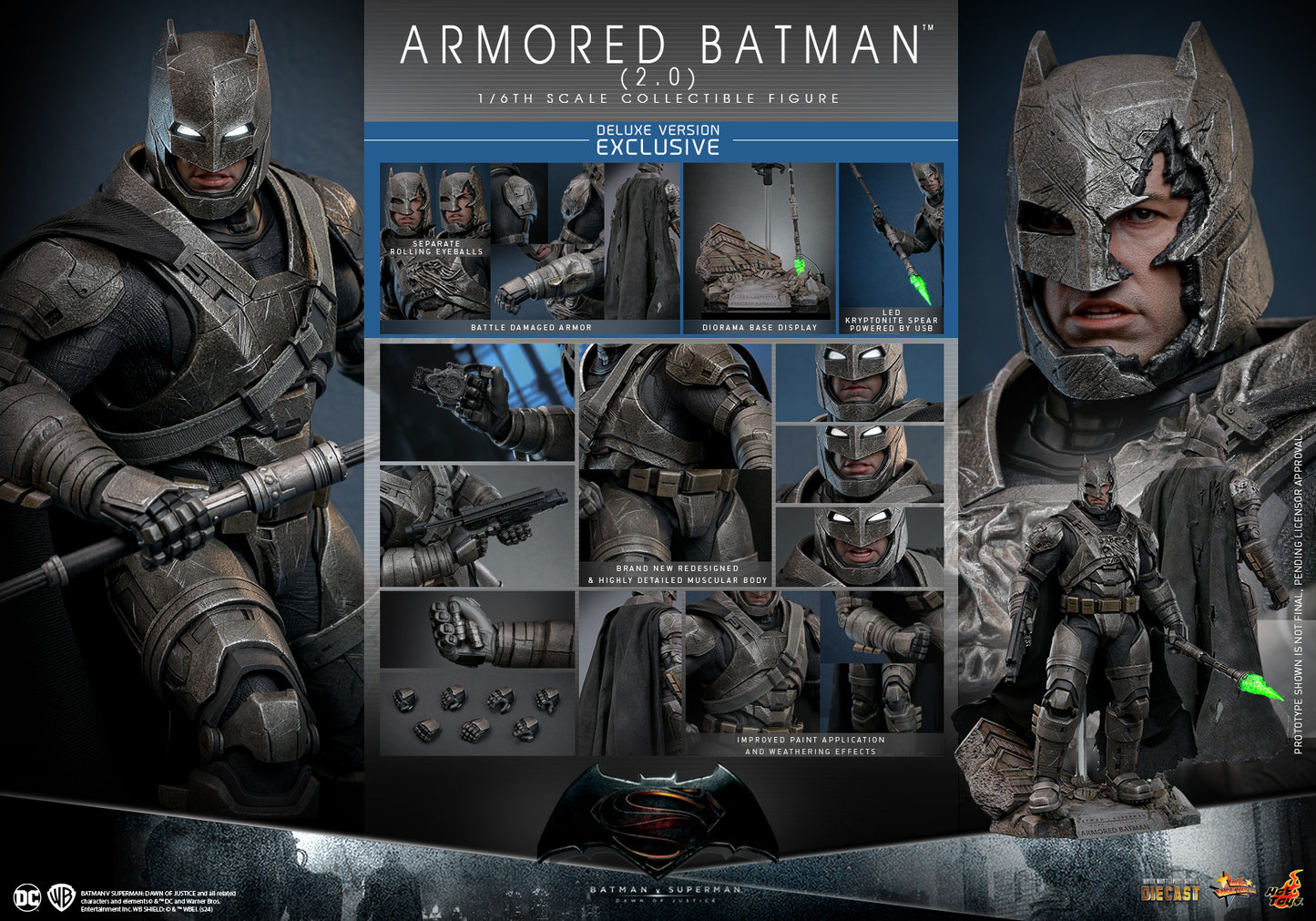 Pre-Order Hot Toys MMS743D63 Batman V Superman Dawn Of Justice - Armored Batman (2.0) 1/6th Scale Collectible Figure (Deluxe Version)