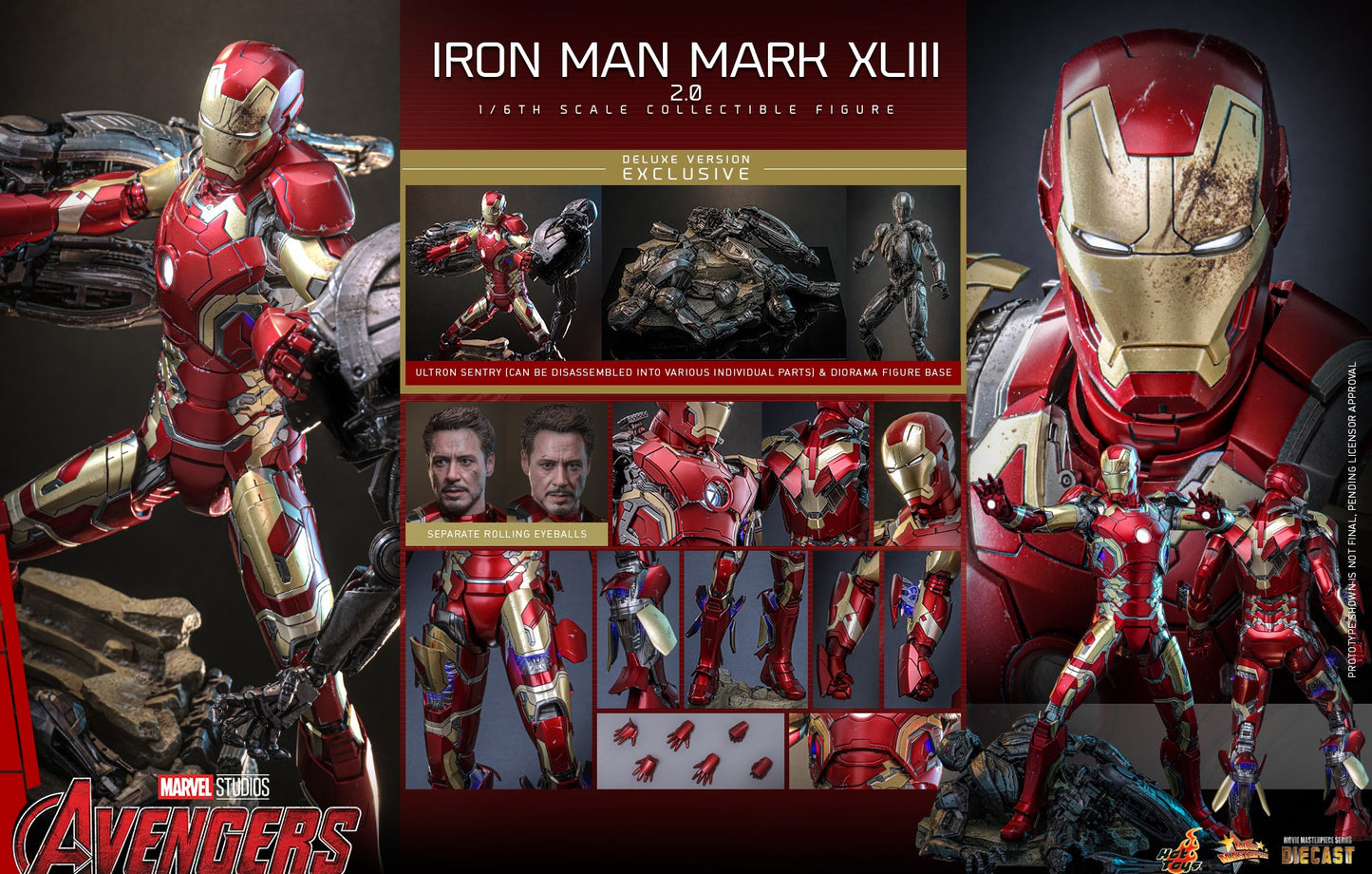 Pre-Order Hot Toys MMS866D81 Avengers Age of Ultron - 1/6th scale Iron Man Mark XLIII (2.0) (Deluxe Version) Collectible Figure