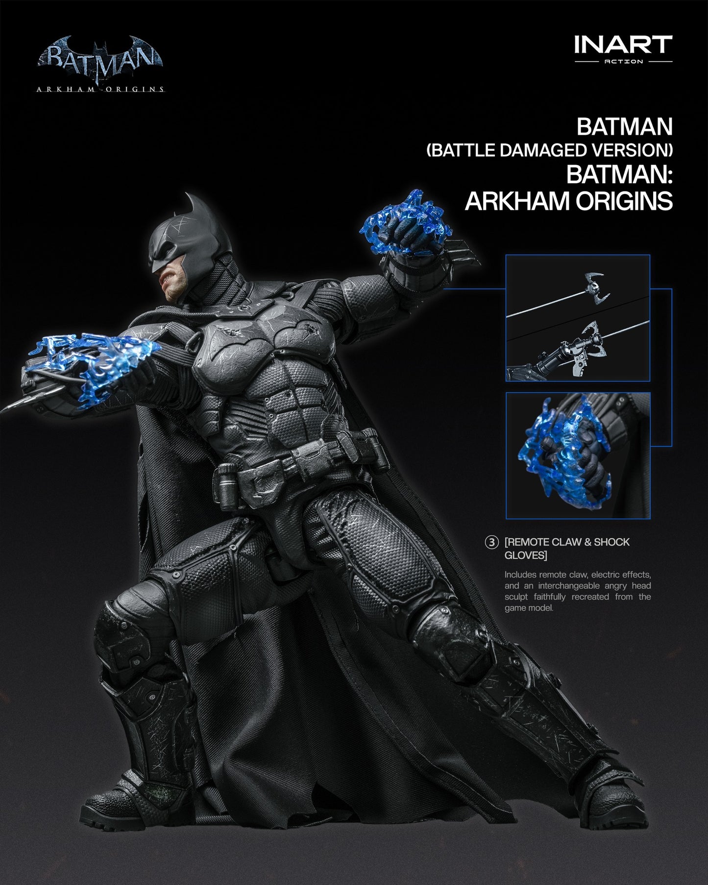 Pre-Order INART Batman: Arkham Origins - Batman (Battle Damaged Version) 1/12 scale Collectible Figure