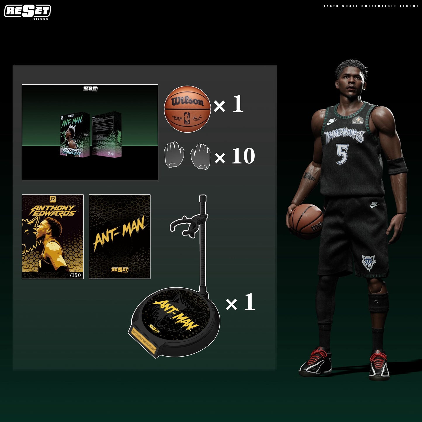 Pre-Order ResetStudio - Minnesota Timberwolves Anthony Edwards 1/6 Scale Collector‘s Edition Action Figure