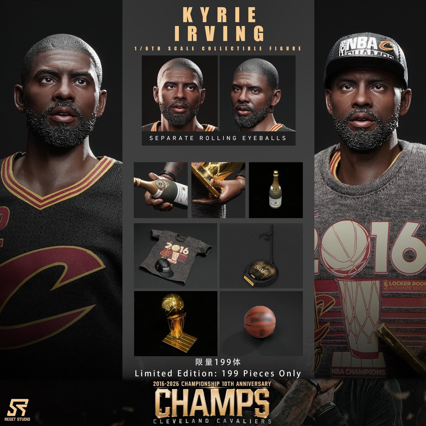 Pre-Order ResetStudio - Cleveland Cavaliers - Kyrie Irving "Championship Edition" 10th Anniversary 1/6 Scale Collectible Action Figure Set
