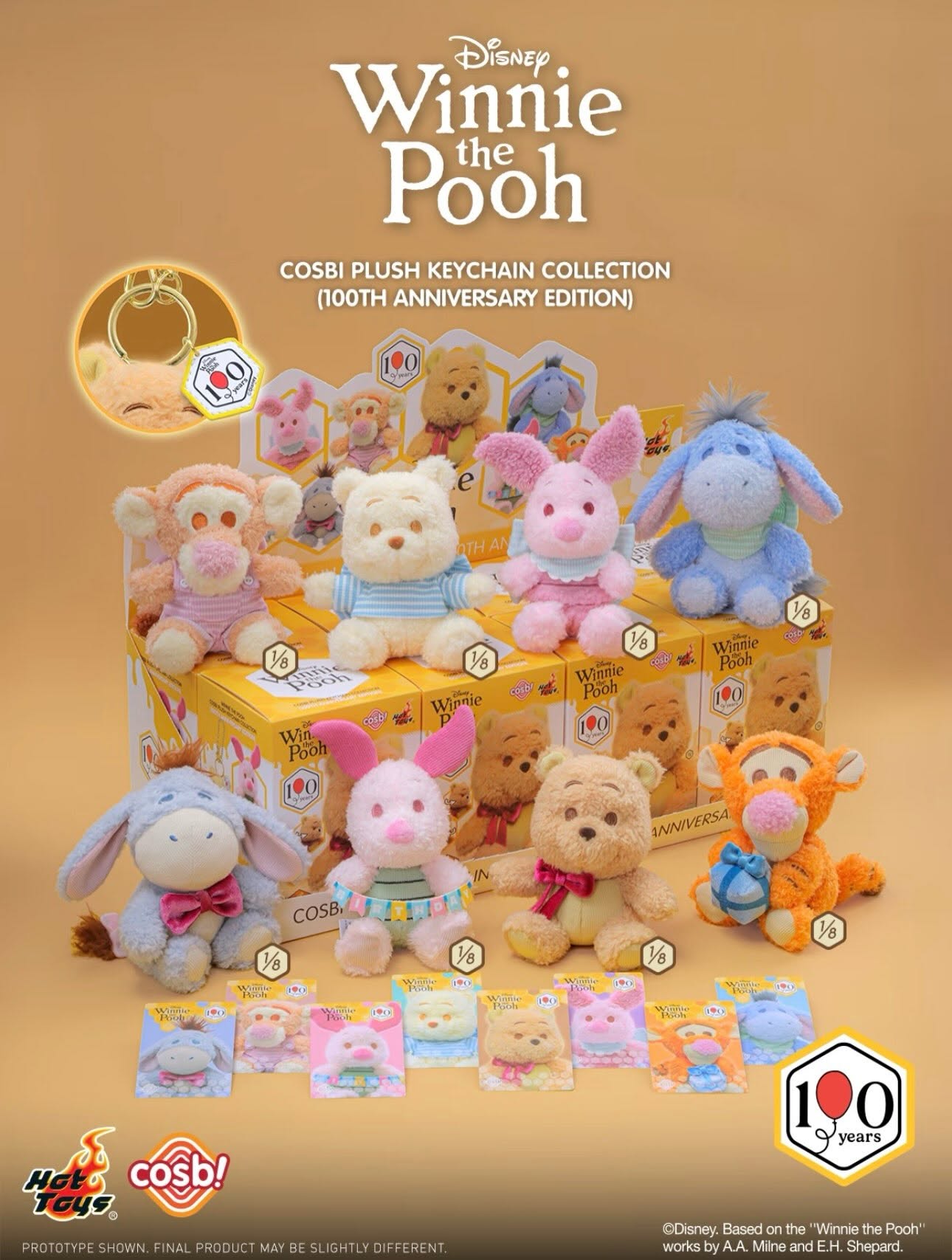Hot Toys PPLU129N Winnie the Pooh - Winnie the Pooh Cosbi Plush Keychain Collection (100th Anniversary Edition)