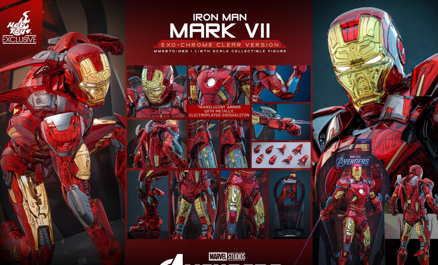 Hot Toys MMS870D82 The Avengers - 1/6th scale Iron Man Mark VII (Exo-Chrome Clear Version) Collectible Figure [Hot Toys Exclusive]