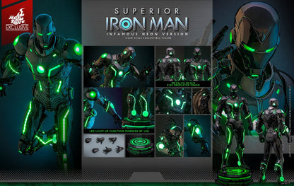 Pre-Order Hot Toys CMS036D83 Marvel Comics - 1/6th scale Superior Iron Man (Infamous Neon Version) Collectible Figure [Hot Toys Exclusive]