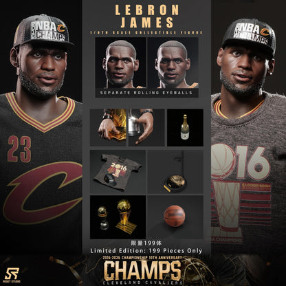 Pre-Order ResetStudio - Cleveland Cavaliers - LeBron James "Championship Edition" 10th Anniversary 1/6 Scale Collectible Action Figure Set
