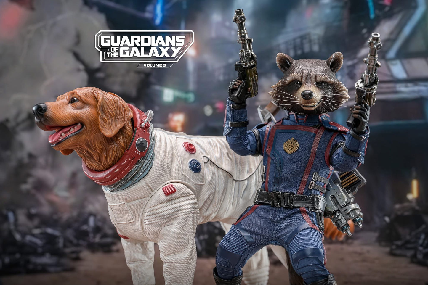 Hot Toys MMS708 Guardians of the Galaxy Vol. 3 - Rocket and Cosmo 1:6 Scale Collectible Set