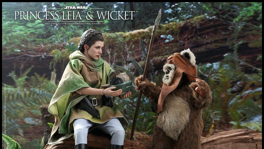Hot Toys MMS551 Star Wars: Return of the Jedi - 1/6th scale Princess Leia and Wicket Collectible Figures Set