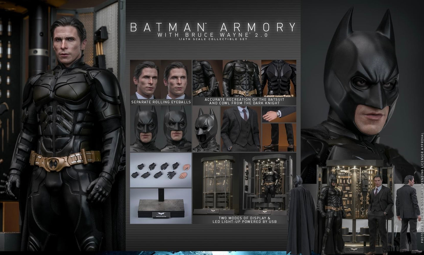 Pre-Order Hot Toys MMS750 The Dark Knight - 1/6th scale Batman Armory with Bruce Wayne (2.0) Collectible Set