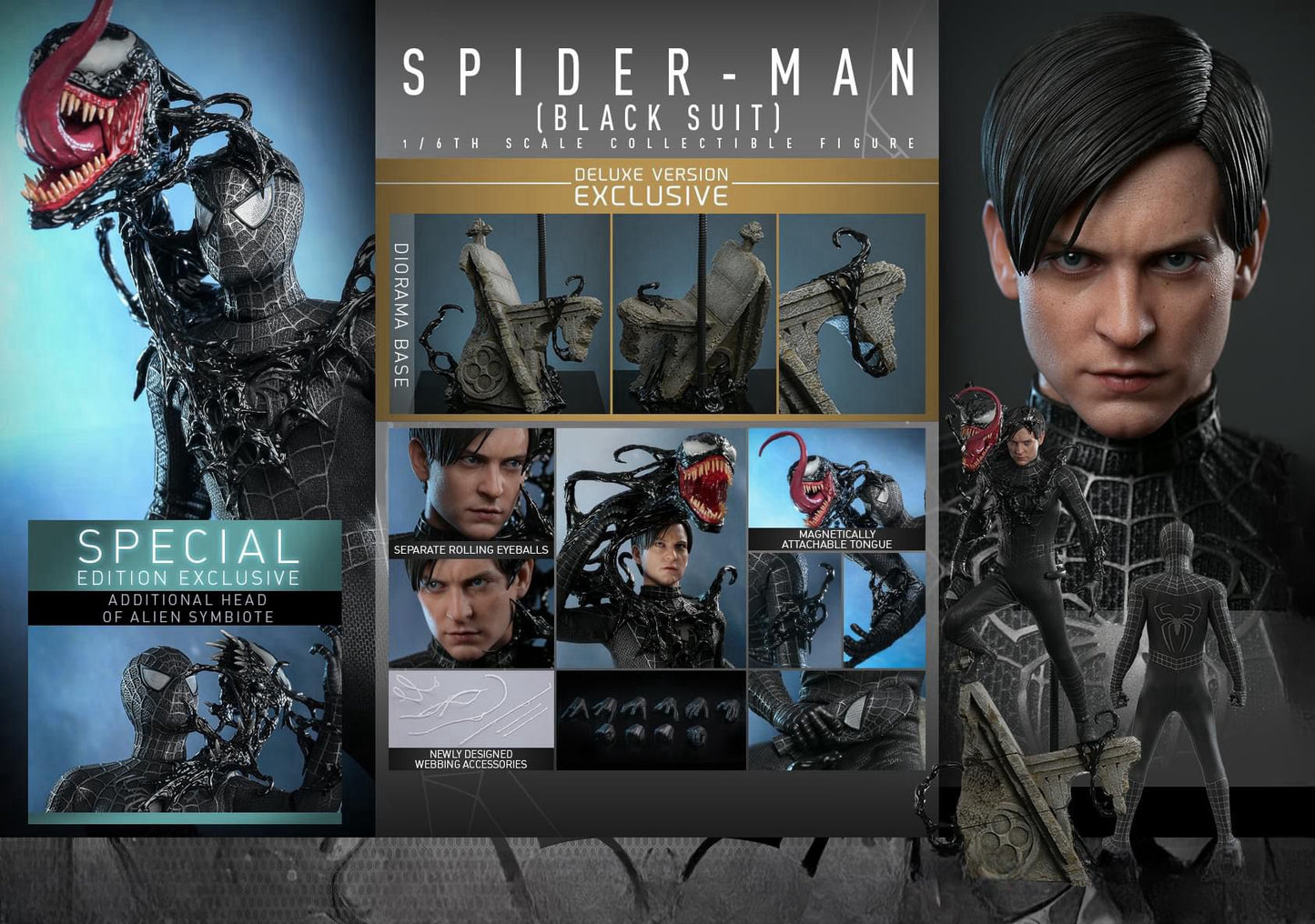 Pre-Order Hot Toys MMS728B Spider-Man 3 - 1/6th scale Spider-Man (Black Suit) Collectible Figure (Deluxe Version) (Special Edition)